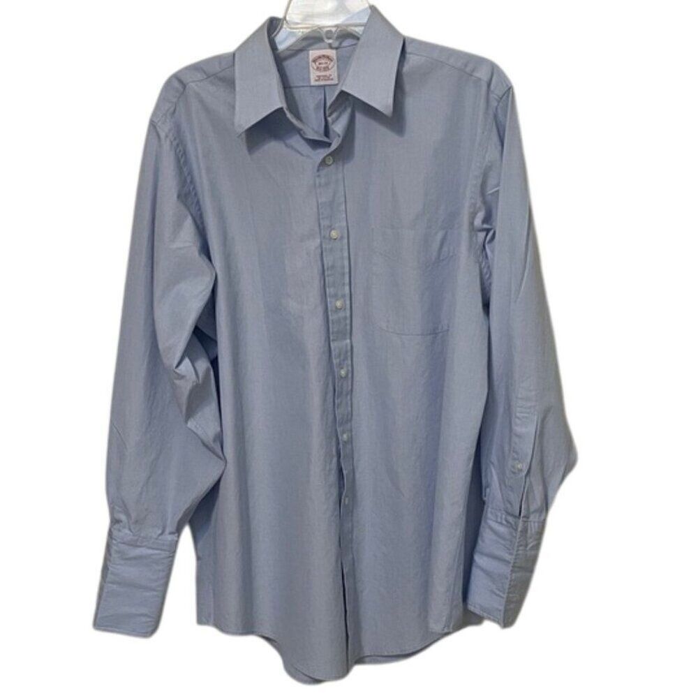 Brooks Brothers Blue Dress Shirt 16.5 33 Traditional Fit French Cuff Cotton